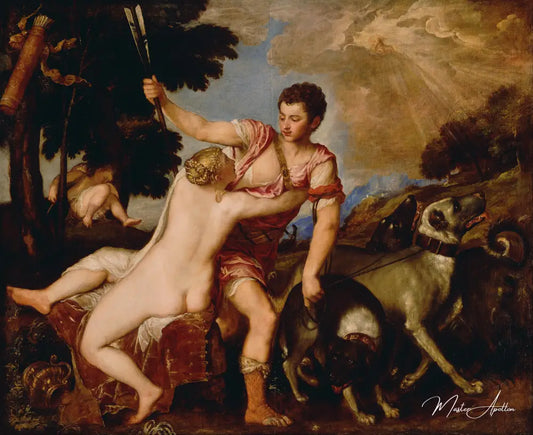 Vénus et Adonis - Titien - Reproductions de tableaux et peintures haut de gamme