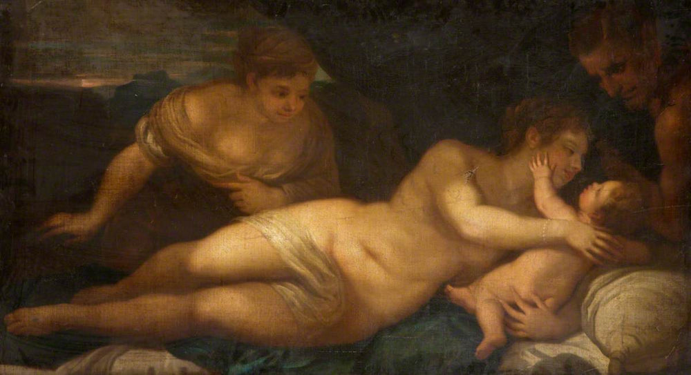 Vénus et Cupidon avec un satyre (anciennement connu sous le nom de « Nu couché ») - Luca Giordano image 1 reproduction réalisée par Alpha Reproduction
