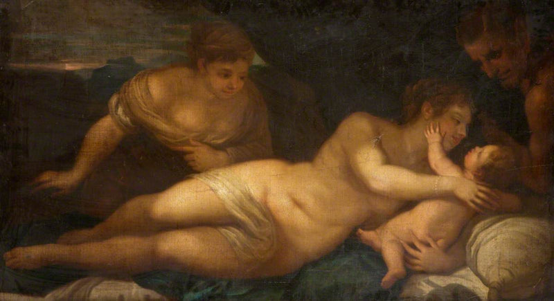 Venus y Cupido con un sátiro (anteriormente conocido como « Nu acostado ») - Luca Giordano