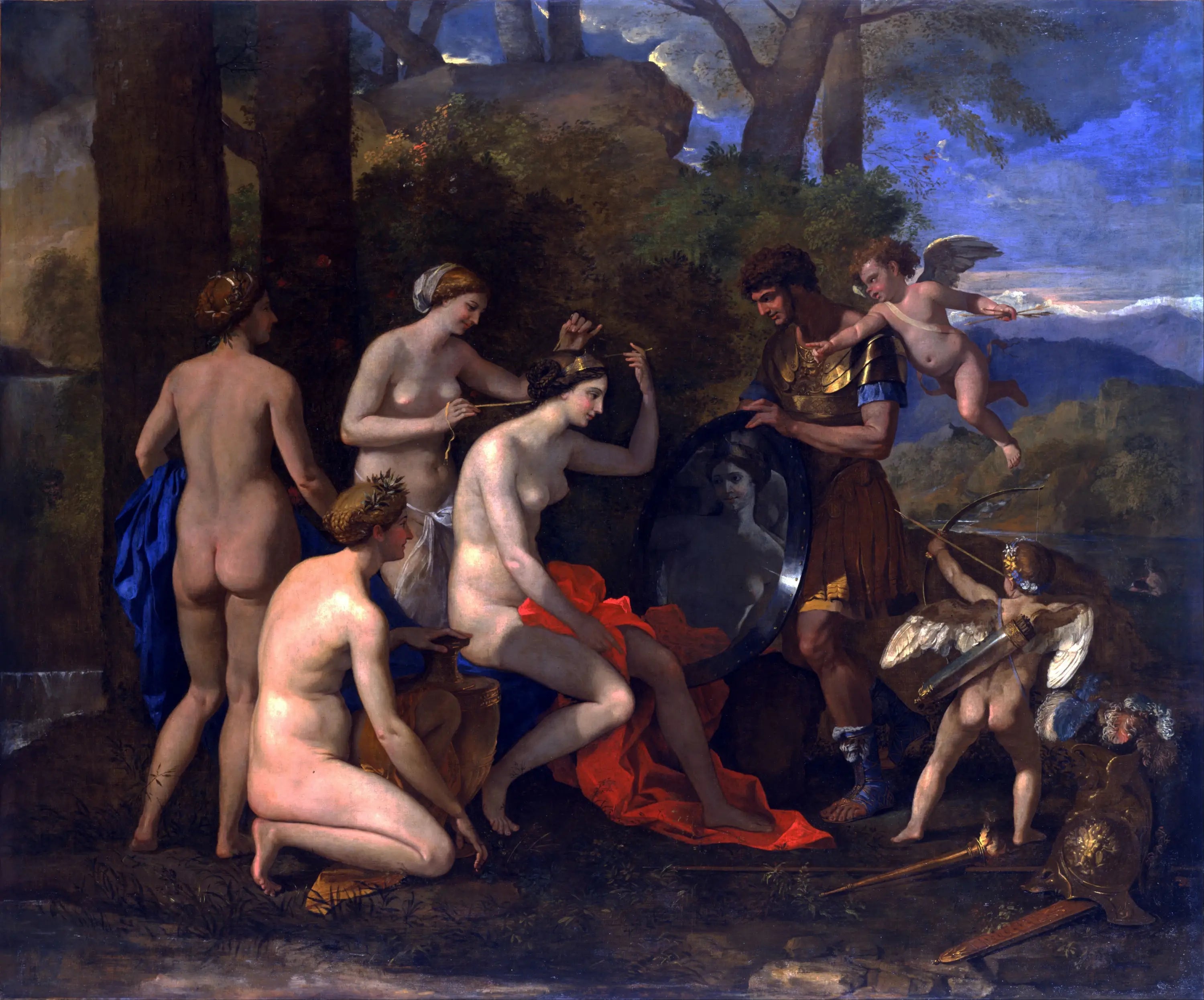 Vénus et Mars - Nicolas Poussin image 1 copie de tableau peinte à la main