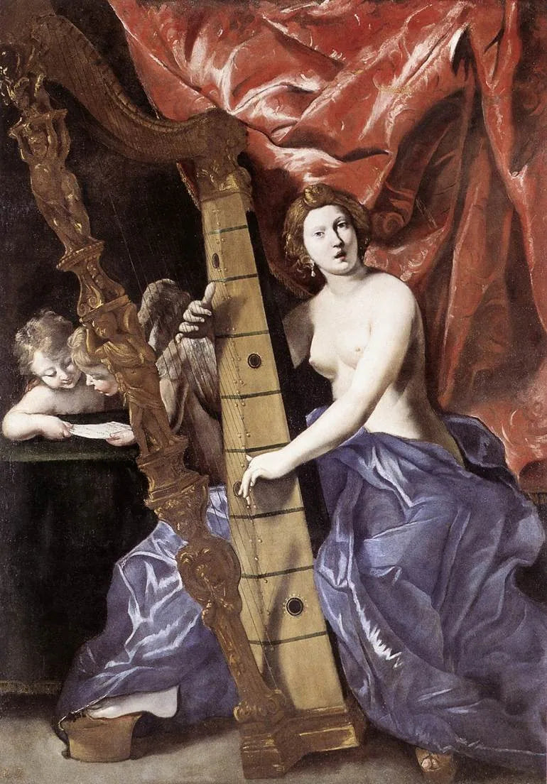 Venus tocando la arpa - Giovanni Lanfranco