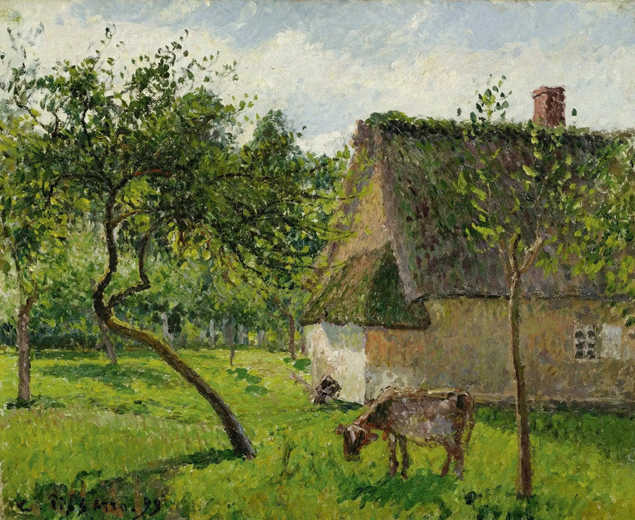 Huerto en Varengeville con vaca (Un cierre en Varengeville) - Camille Pissarro