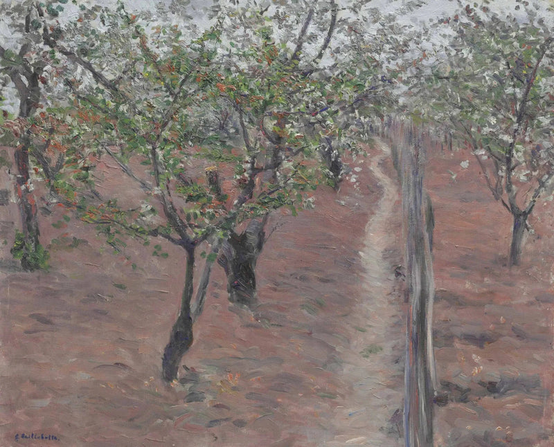 Huerto, árboles en flor, Petit Gennevilliers - Gustave Caillebotte