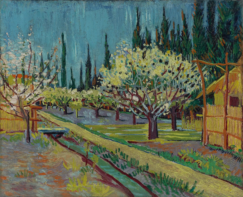 Huerto en flor, rodeado de cipreses - Vincent van Gogh