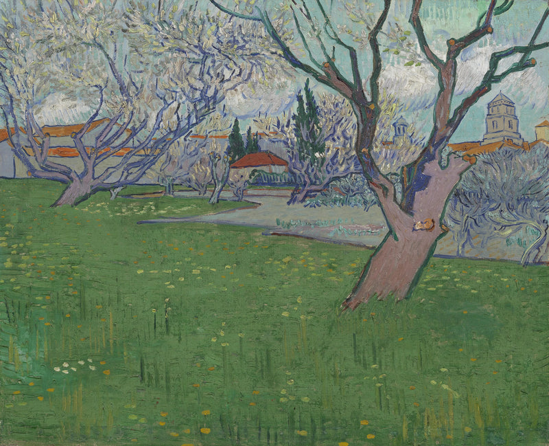 Huertos en flor, vista de Arles - Vincent van Gogh