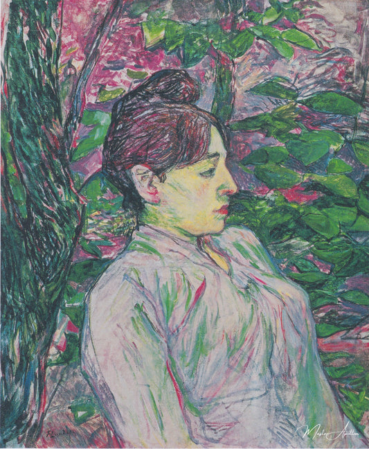 Verts (femme assise dans un jardin) - Toulouse Lautrec - Reproductions de tableaux et peintures haut de gamme