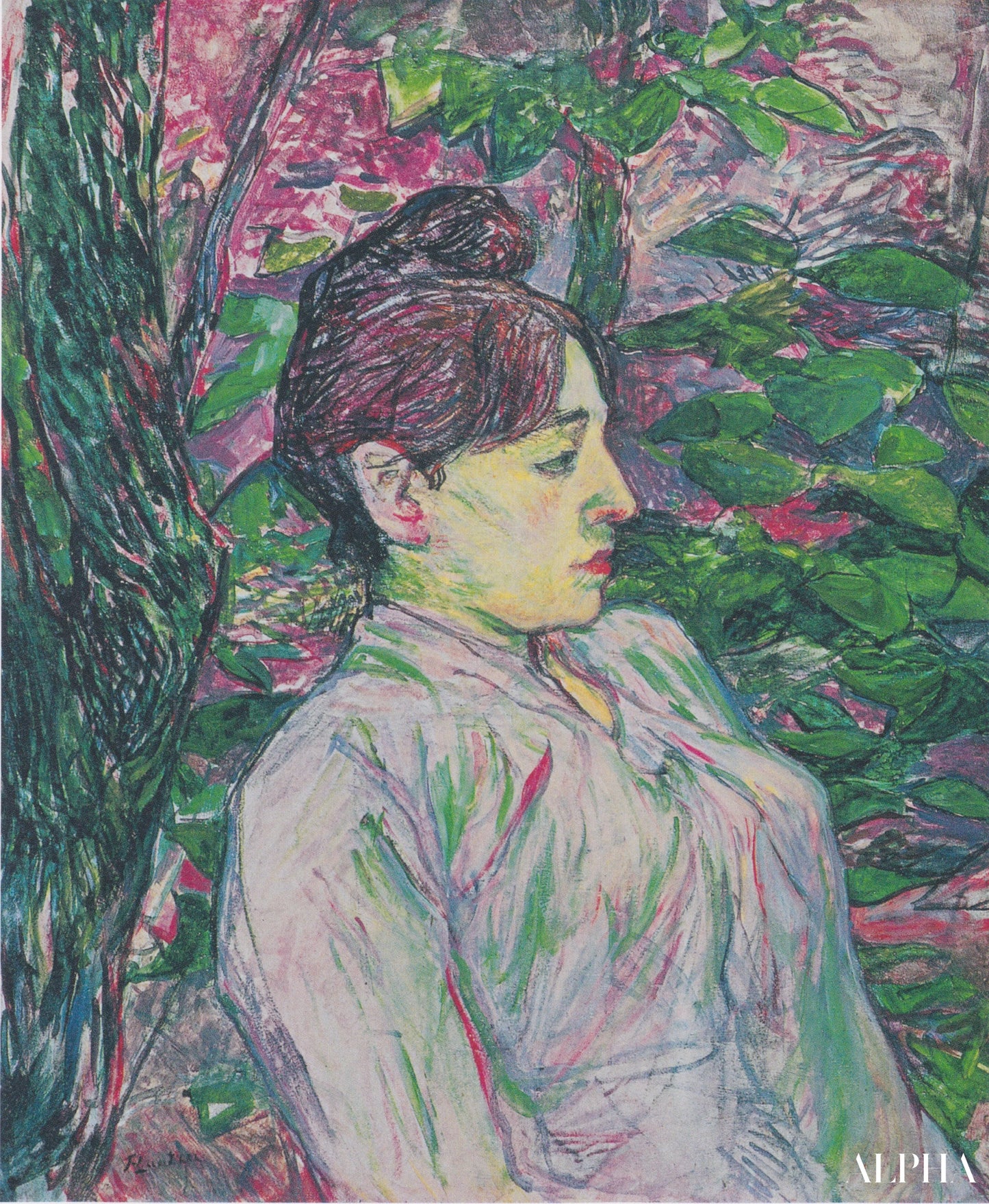 Verts (femme assise dans un jardin) - Toulouse Lautrec - Reproductions de tableaux et peintures haut de gamme
