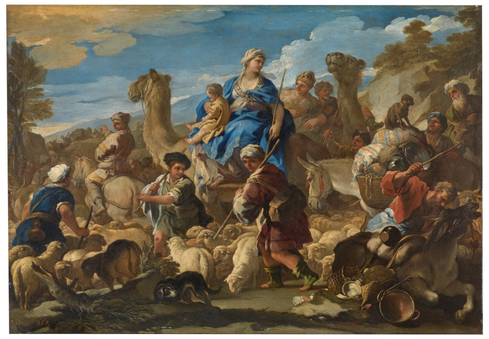 Viaje de Jacob a Caná - Luca Giordano image 1 copie peinte à la main à l’huile
