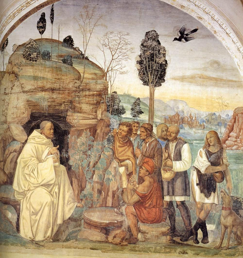 Vida de San Benito, escena 7: Benito instruye a los campesinos - Il Sodoma (Giovanni Antonio Bazzi)