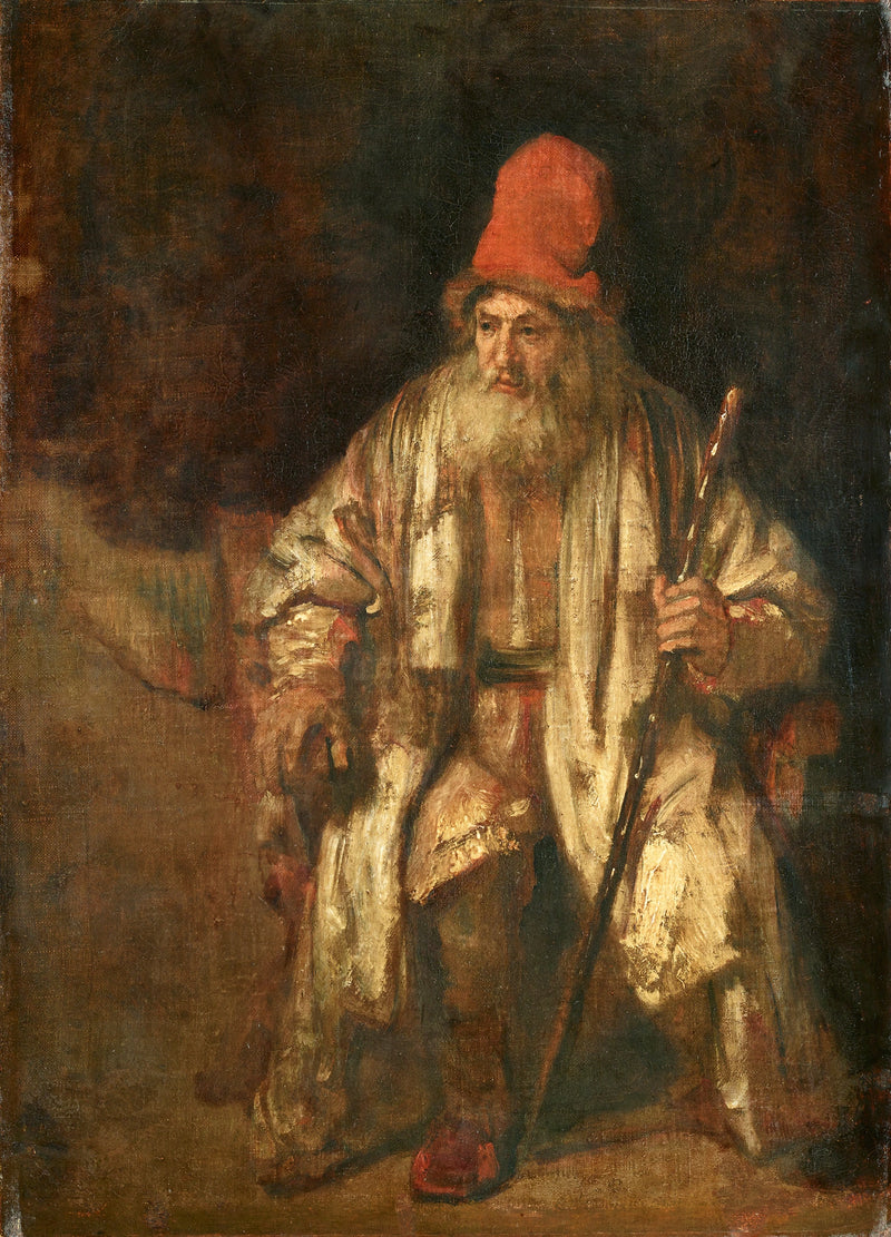 Busto de un anciano con un sombrero rojo - Rembrandt