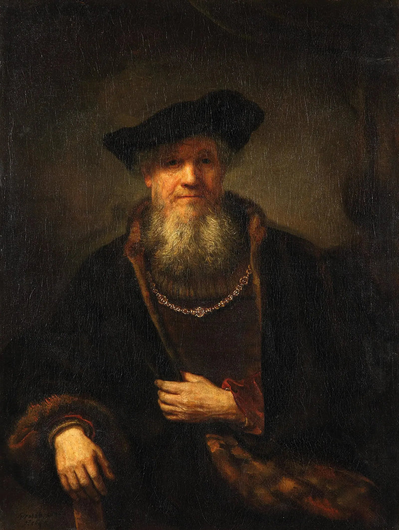 Viejo con abrigo de piel - Rembrandt