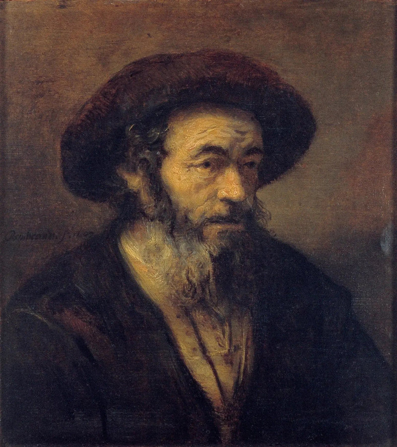 Viejo con barba mirando hacia la derecha - Rembrandt
