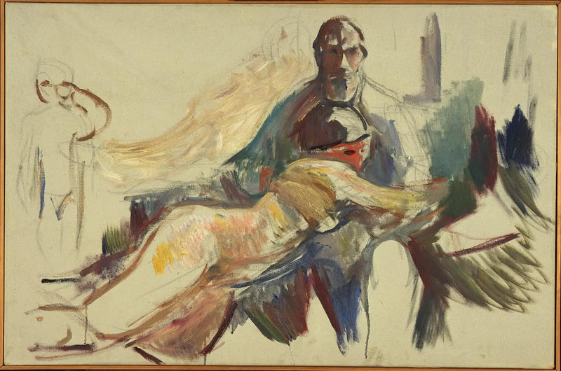 Viejo hombre con una mujer desnuda en sus brazos - Edvard Munch