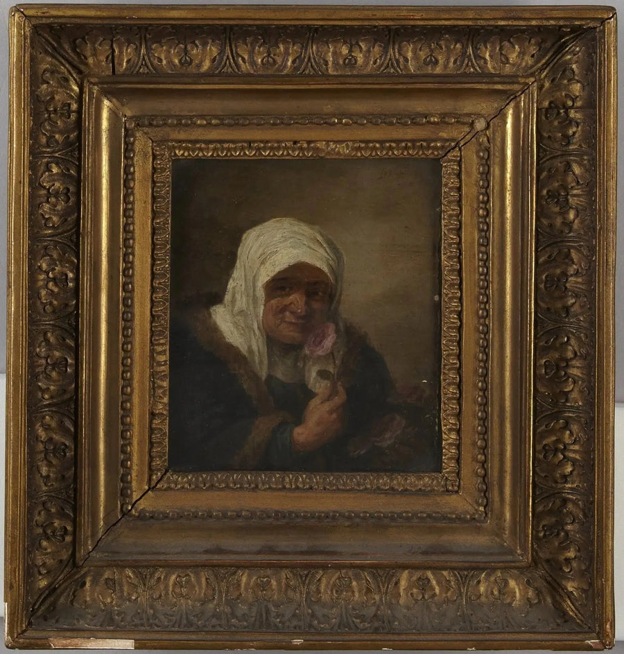 Vieja dama con rosa - David Teniers el Joven