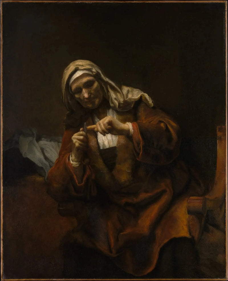 Vieja mujer cortándose las uñas - Rembrandt