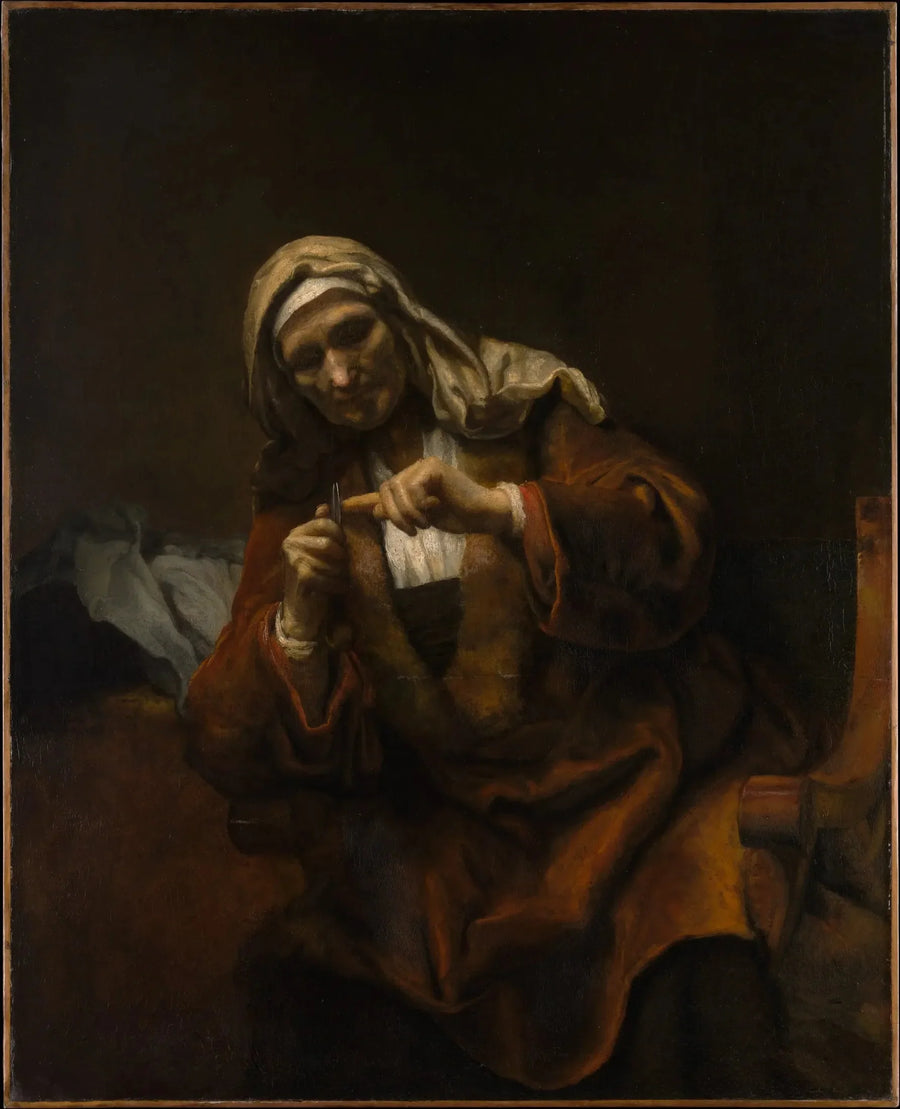 Vieja mujer cortándose las uñas - Rembrandt