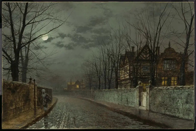Vieja casa inglesa a la luz de la luna - John Atkinson Grimshaw
