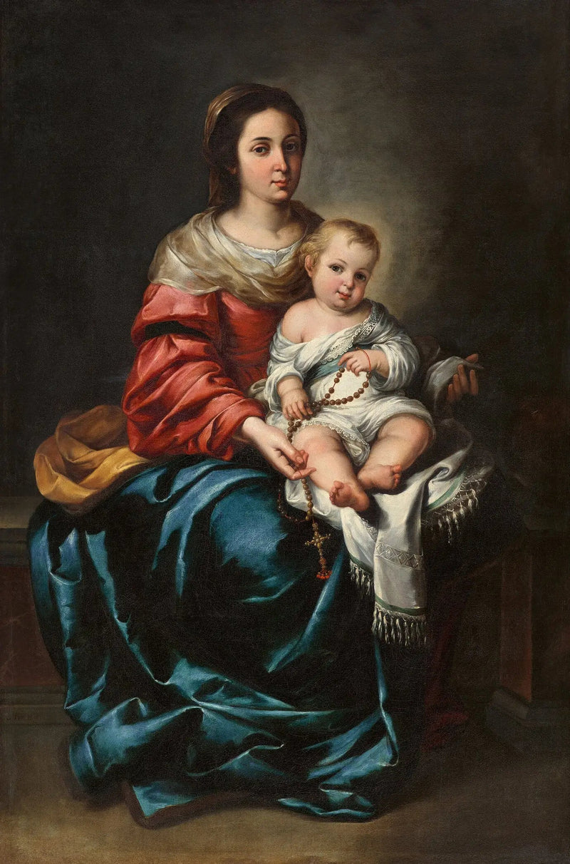 Virgen con el Niño, con rosario - Bartolomé Esteban Murillo