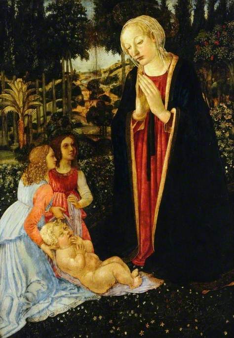 Vierge à l'Enfant avec des anges - Cosimo Rosselli image 1 copie peinte à la main à l’huile