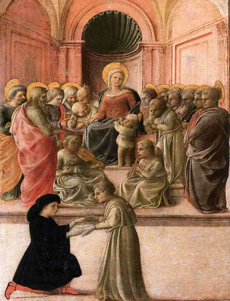 Virgen con el Niño con santos, ángeles y un donante - Fra Filippo Lippi