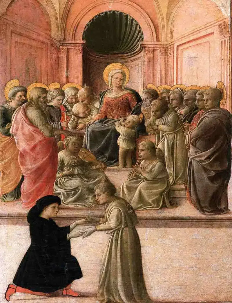 Virgen con el Niño con santos, ángeles y un donante - Fra Filippo Lippi