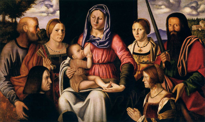 Virgen con el Niño entre santos y donantes - Bernardino Luini
