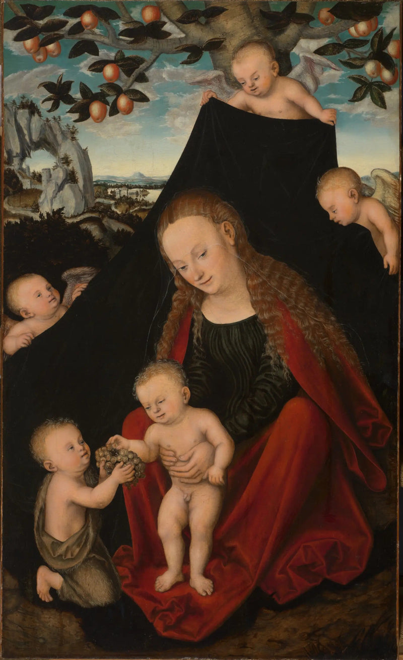 Virgen con el Niño con el joven san Juan Bautista y ángeles - Lucas Cranach el Viejo