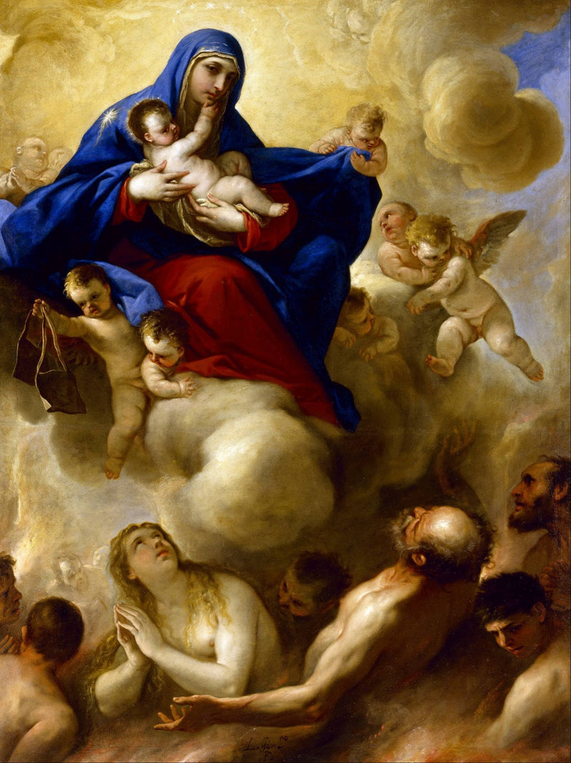 Virgen con el Niño y las almas del Purgatorio - Luca Giordano