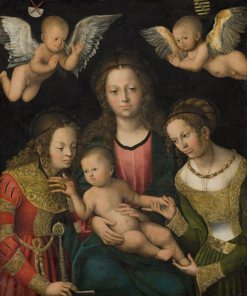 Virgen con el Niño entre las santas Catalina y Bárbara - Lucas Cranach el Viejo
