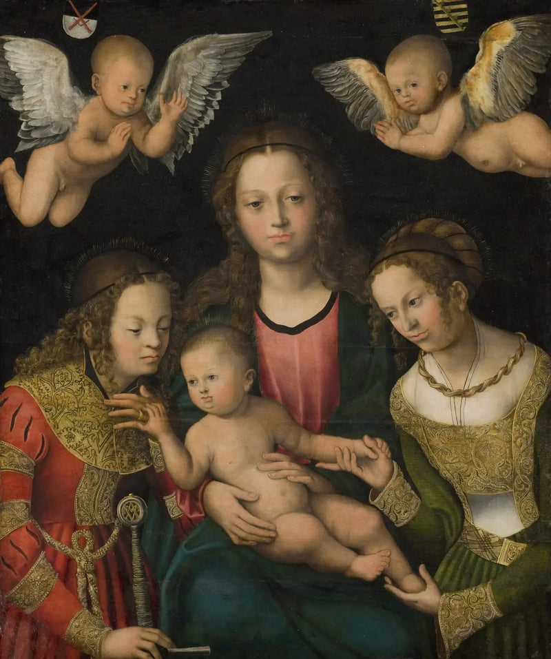 Virgen con el Niño entre las santas Catalina y Bárbara - Lucas Cranach el Viejo