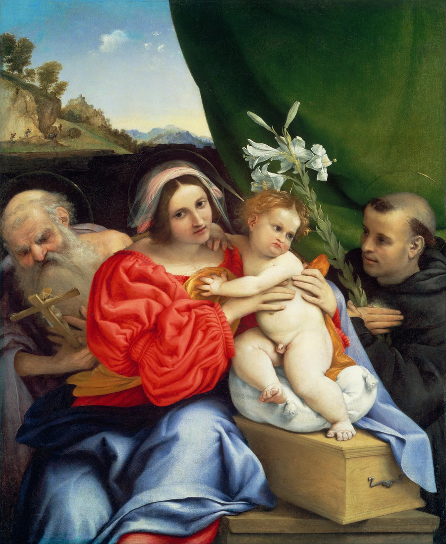 Virgen con el Niño con los santos Jerónimo y Nicolás de Tolentino - Lorenzo Lotto