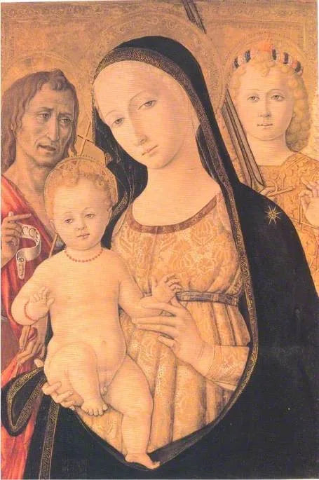 Virgen con el Niño, san Juan Bautista y san Miguel arcángel - Matteo di Giovanni