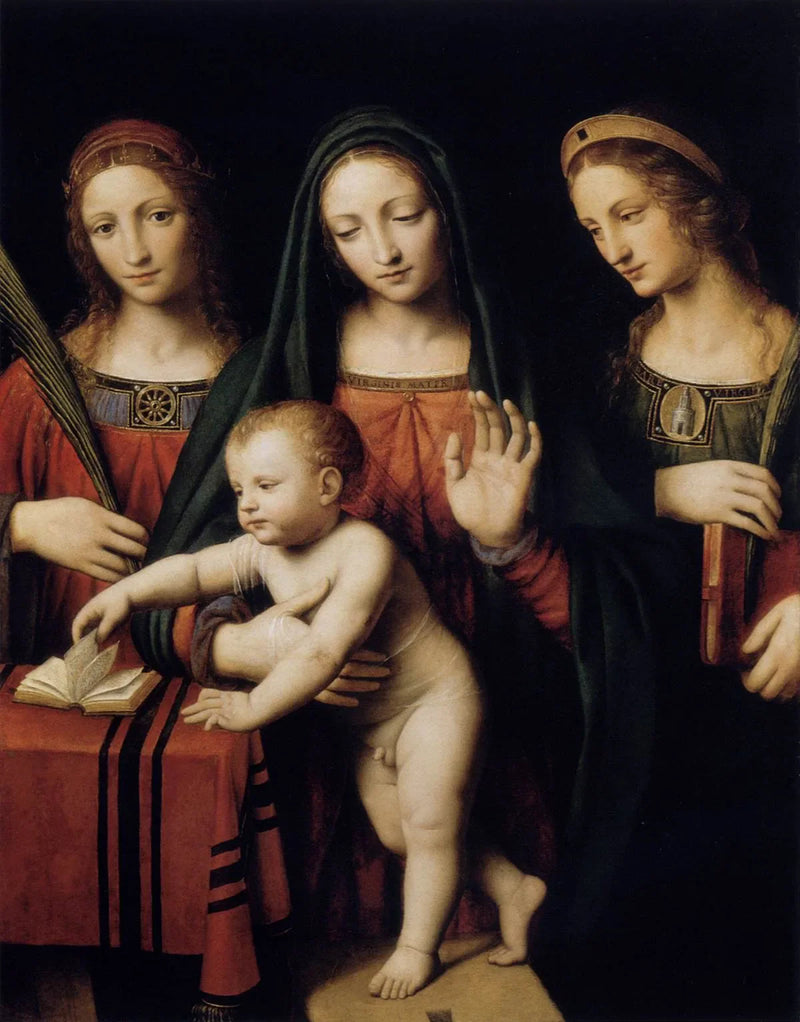 Virgen con el Niño con Santa Catalina de Alejandría y Santa Bárbara - Bernardino Luini