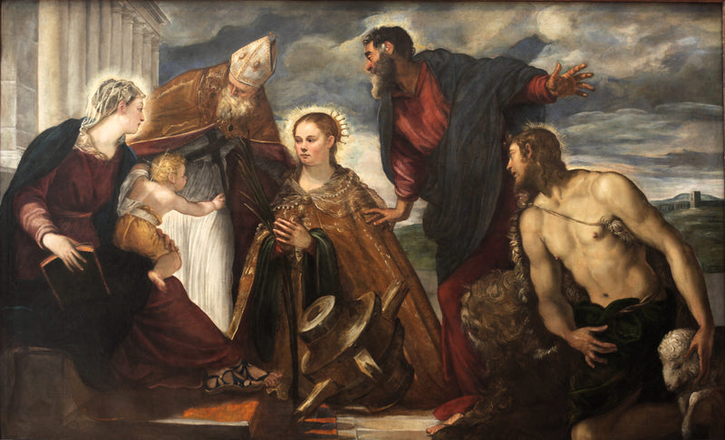 Virgen con el Niño, con santa Catalina, san Agustín, san Marcos y san Juan Bautista - Jacopo Tintoretto