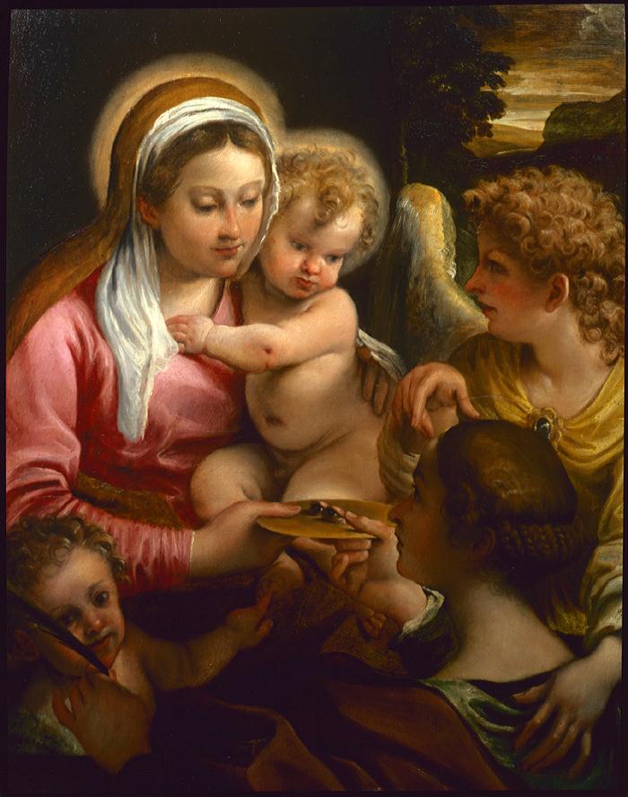 Virgen con el Niño con Santa Lucía y el joven Juan Bautista - Annibale Carracci
