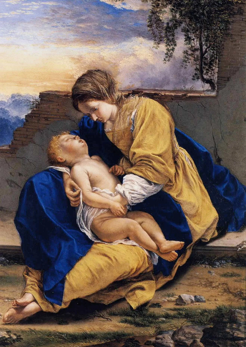 Virgen con el Niño en un paisaje - Orazio Gentileschi