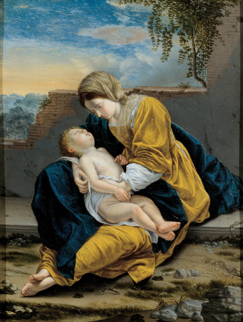 Virgen con el Niño en un paisaje - Orazio Gentileschi