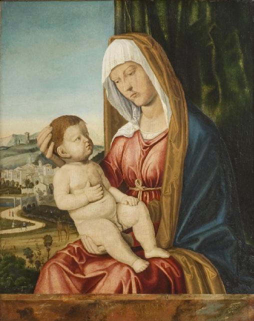 Virgen con el Niño frente a un paisaje - Cima da Conegliano