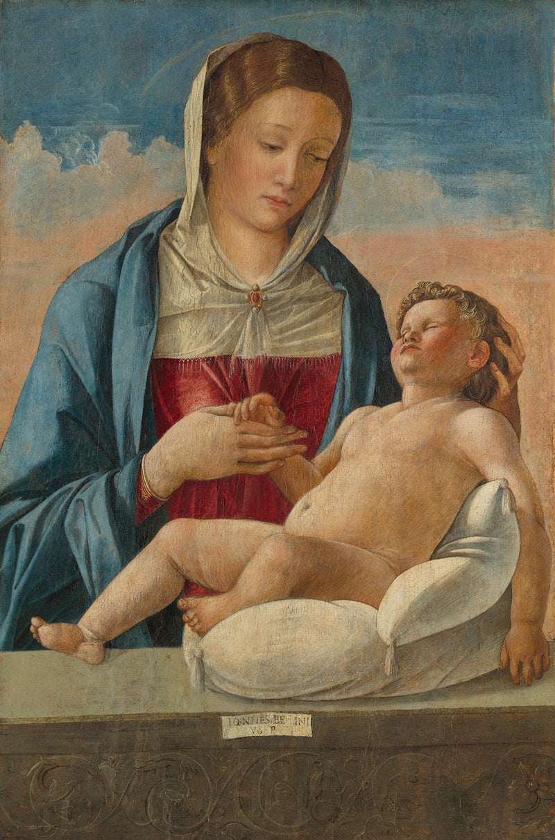 Virgen con el Niño dormido sobre un parapeto - Giovanni Bellini