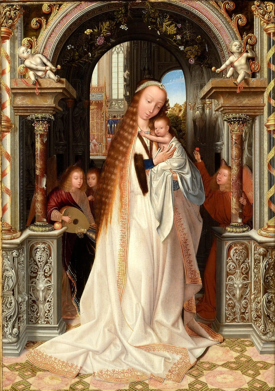 Virgen con el Niño rodeada de ángeles - Quentin Metsys