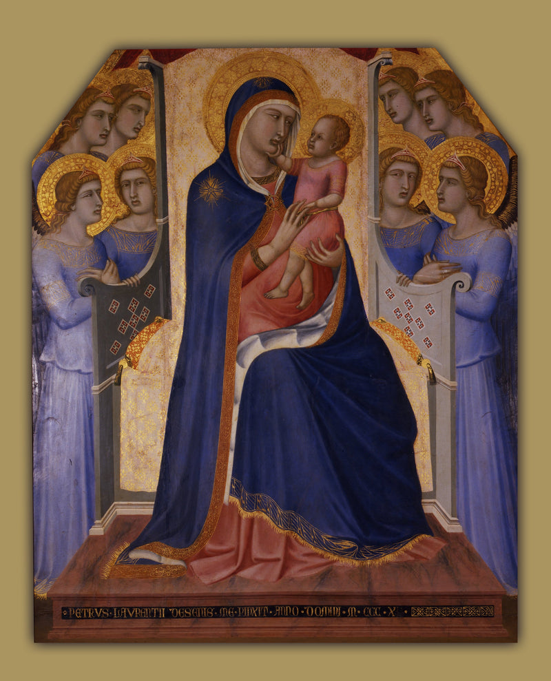 Virgen con el Niño rodeada de ocho ángeles - Pietro Lorenzetti