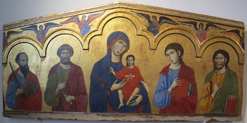 Virgen con el Niño rodeada de cuatro santos - Guido da Siena