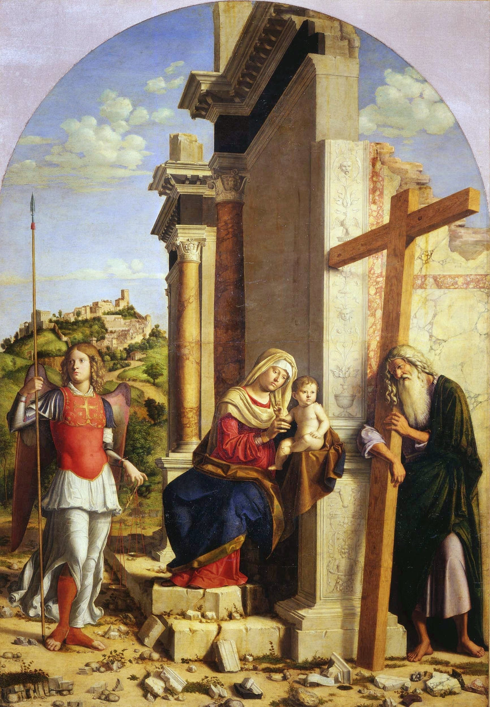 Vierge à l'Enfant entre l'archange saint Michel et l'apôtre saint André - Cima da Conegliano image 1 reproduction de peinture à l’huile