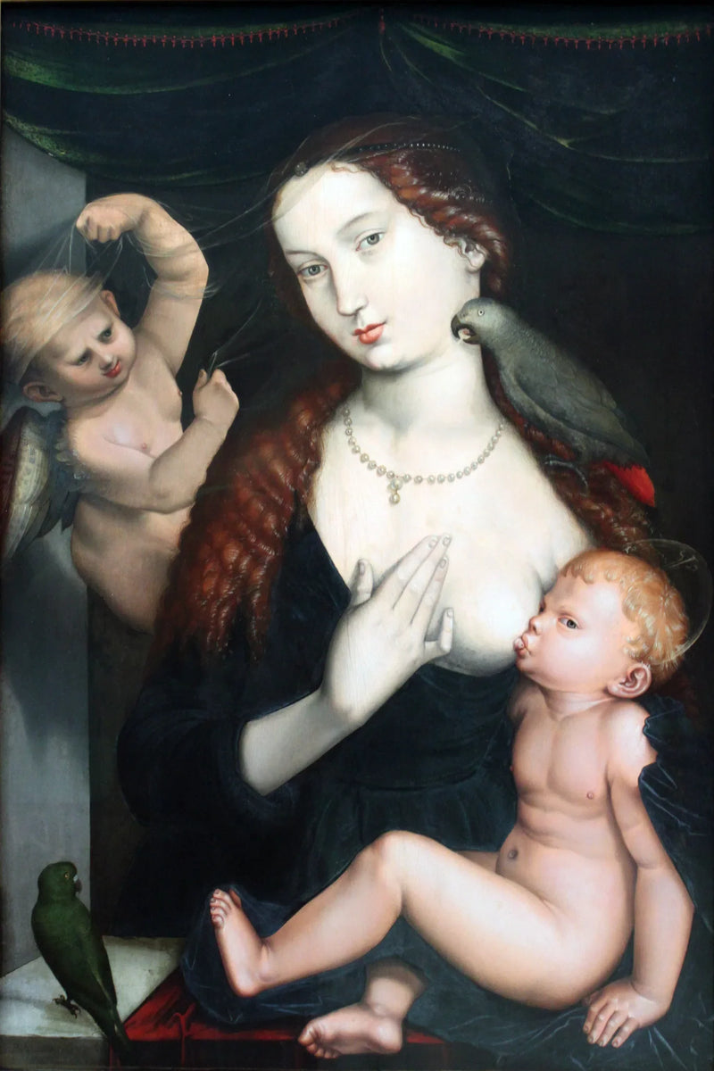 Virgen con el Niño y guacamayas - Hans Baldung Grien
