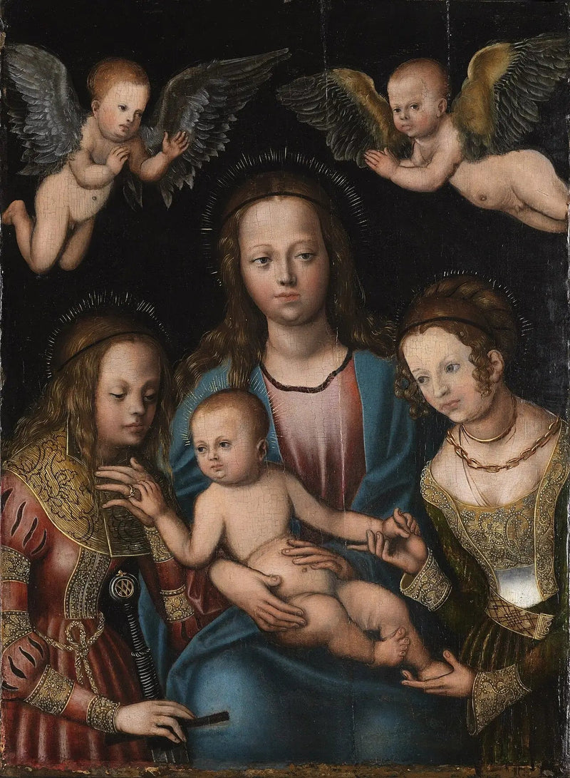 Virgen con el Niño y Santa Catalina y Santa Bárbara - Lucas Cranach el Viejo