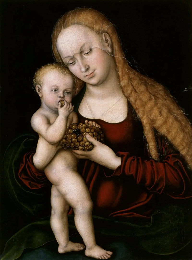 Virgen con el Niño comiendo uvas - Lucas Cranach el Viejo
