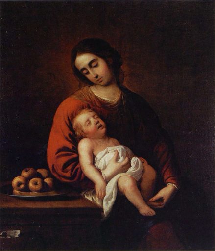 Virgen con el Niño Jesús dormido - Francisco de Zurbarán