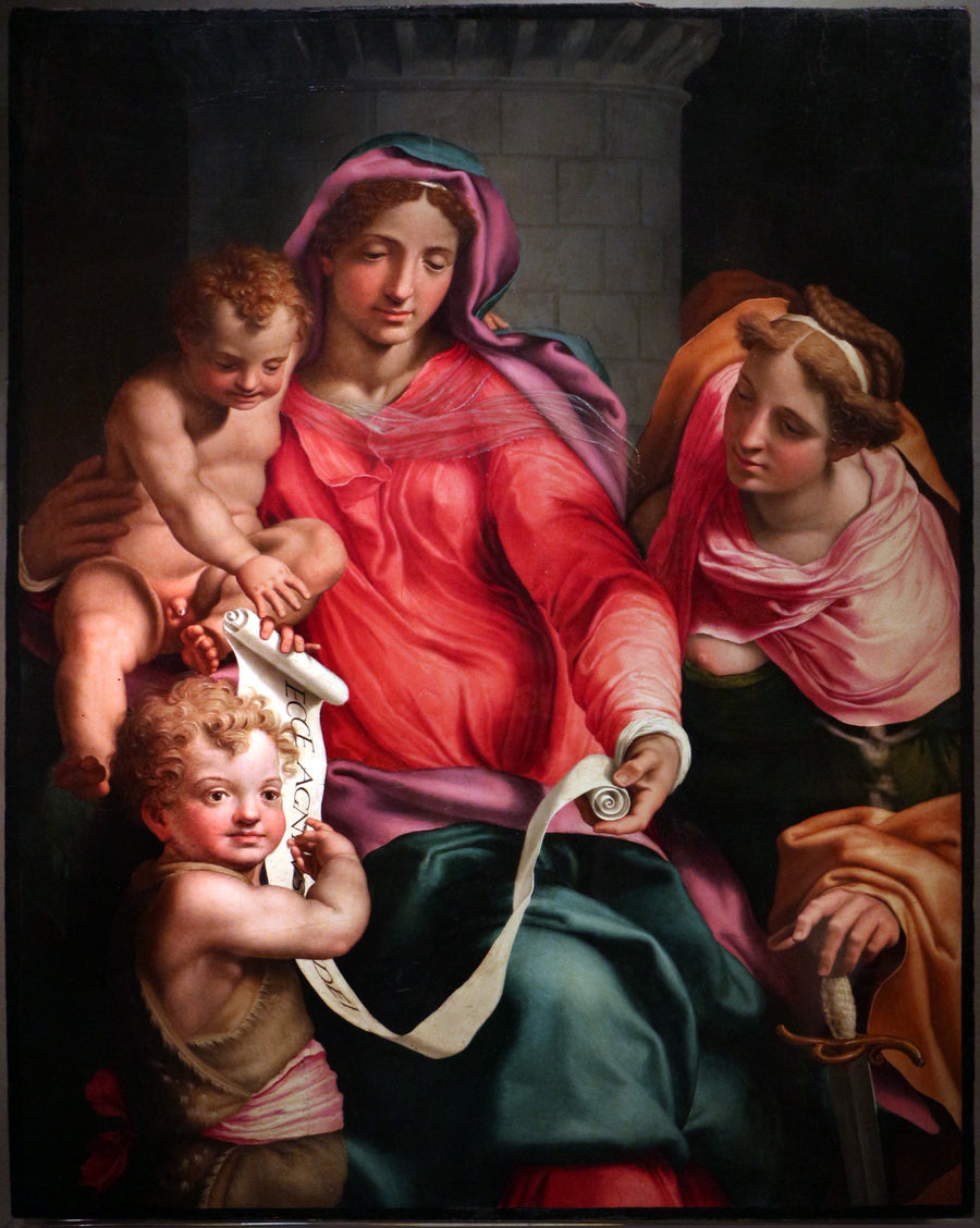 Vierge à l'Enfant, Saint Jean-Baptiste enfant et Sainte Barbara - Daniele da Volterra image 1 tableau peint à l’huile sur toile