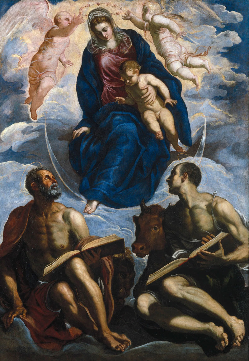 Virgen con el Niño, san Marcos y san Lucas - Jacopo Tintoretto