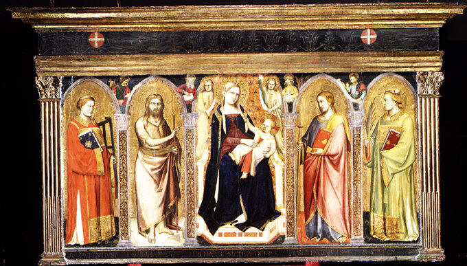 Virgen con el Niño en trono con santos - Taddeo Gaddi